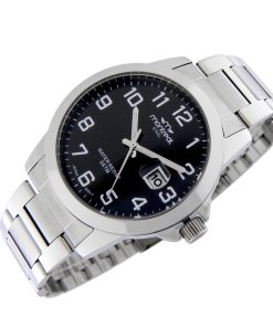 Reloj De Caballero Montreal Calendario Acero Negro (Aa300C-N)