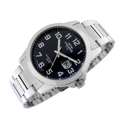 Reloj De Caballero Montreal Calendario Acero Negro (Aa300C-N)