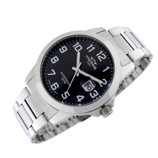 Reloj De Caballero Montreal Calendario Acero Negro (Aa300C-N)